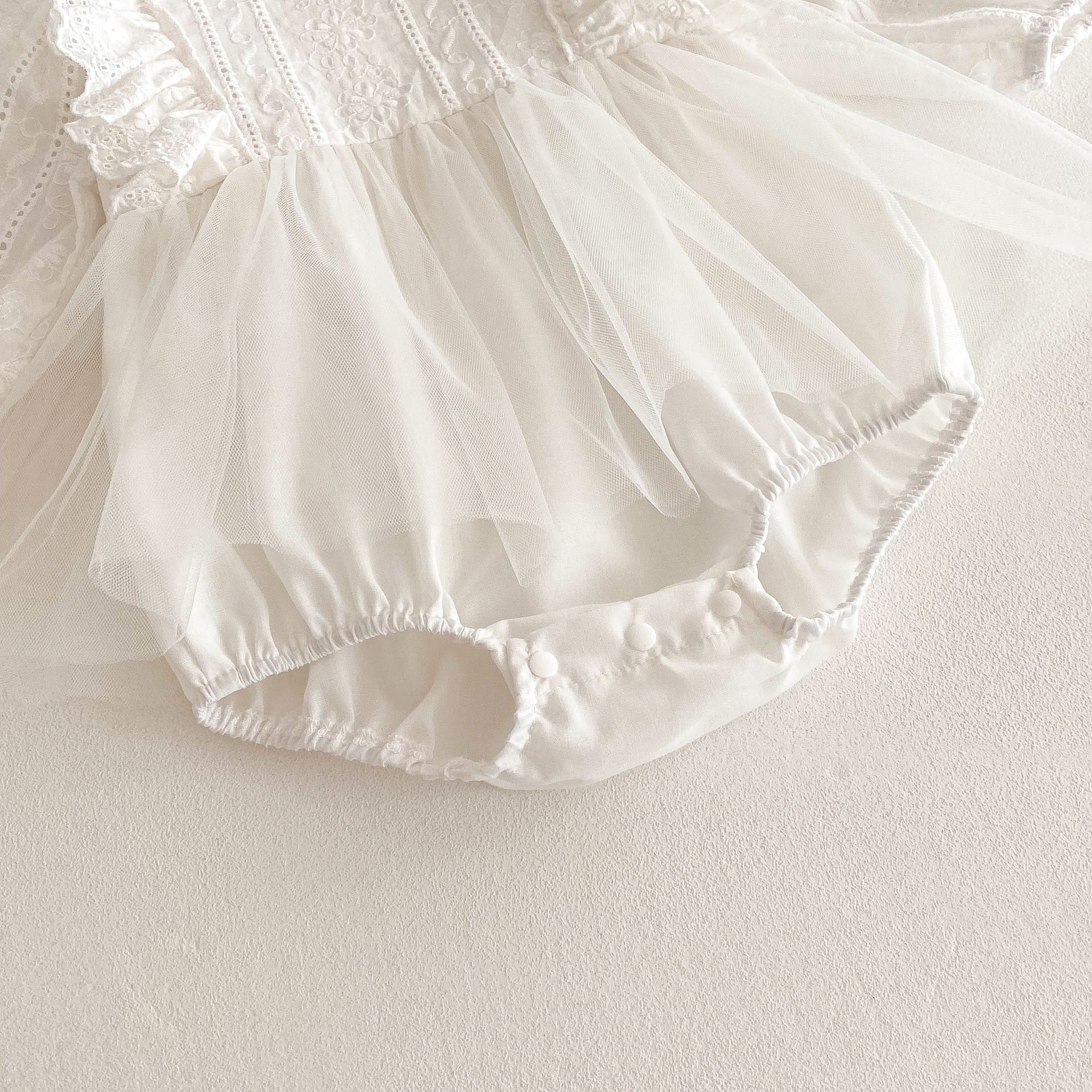 Spring Arrival Baby Girls Cute Floral Embroidered Pattern and Tulle Patchwork Long Sleeves Onesies, MyKids-USA®, Baby One-Pieces, MyKids-USA -  -  -  -  -  -  - 