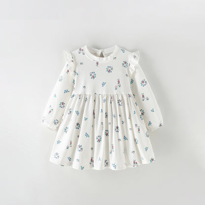 MyKids-USA® Autumn Arrival Baby Kids Girls Flowers Pattern Long Sleeves Dress