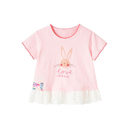 Girls’ Clothing Summer Collection – Rabbit Printing Children’s T-Shirt Dress