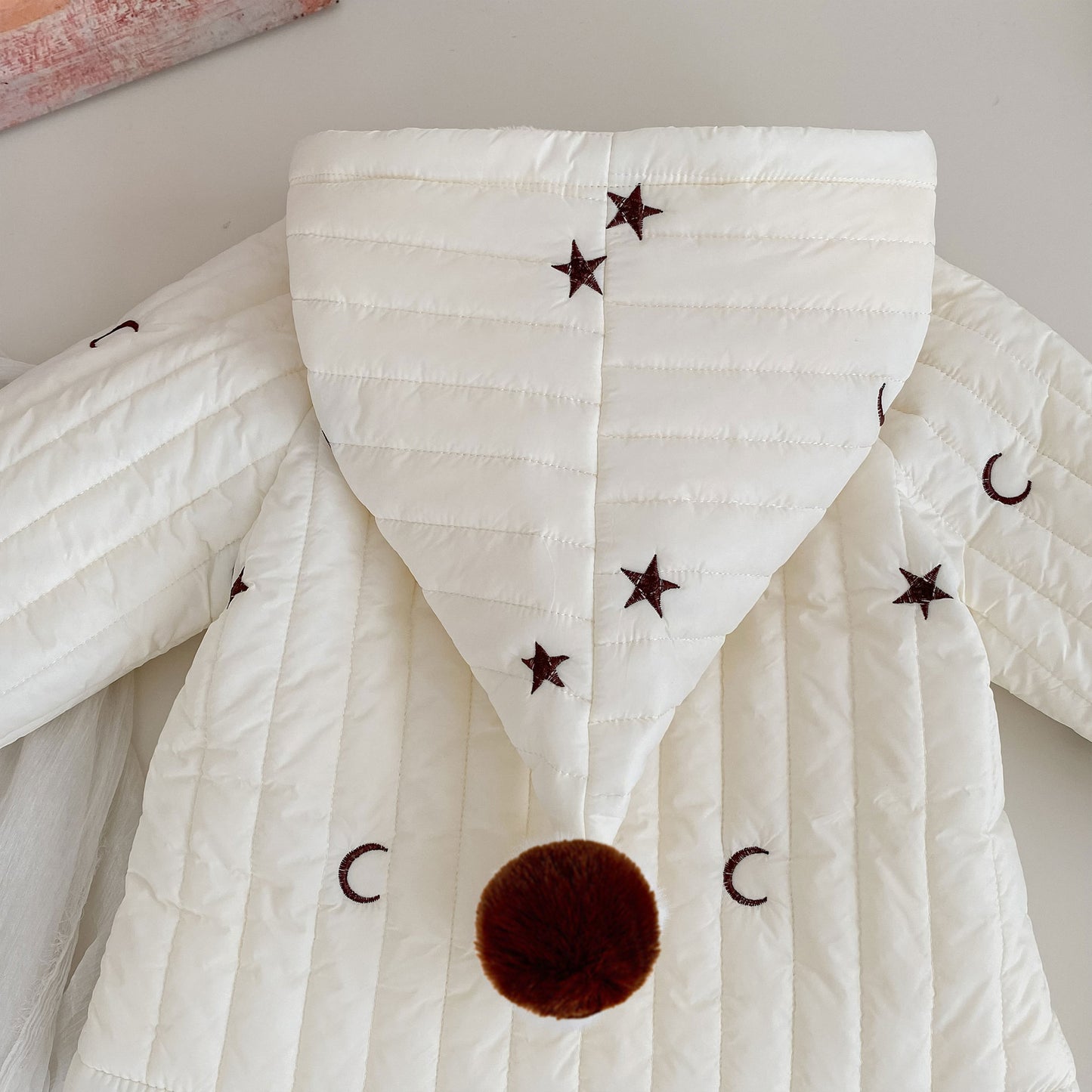 Winter Arrival Baby Kids Unisex Moons and Stars Pattern Long Sleeves Fleece-lined Hooded Coat, MyKids-USA®, Puffer Jackets, MyKids-USA -  -  -  -  -  -  - 