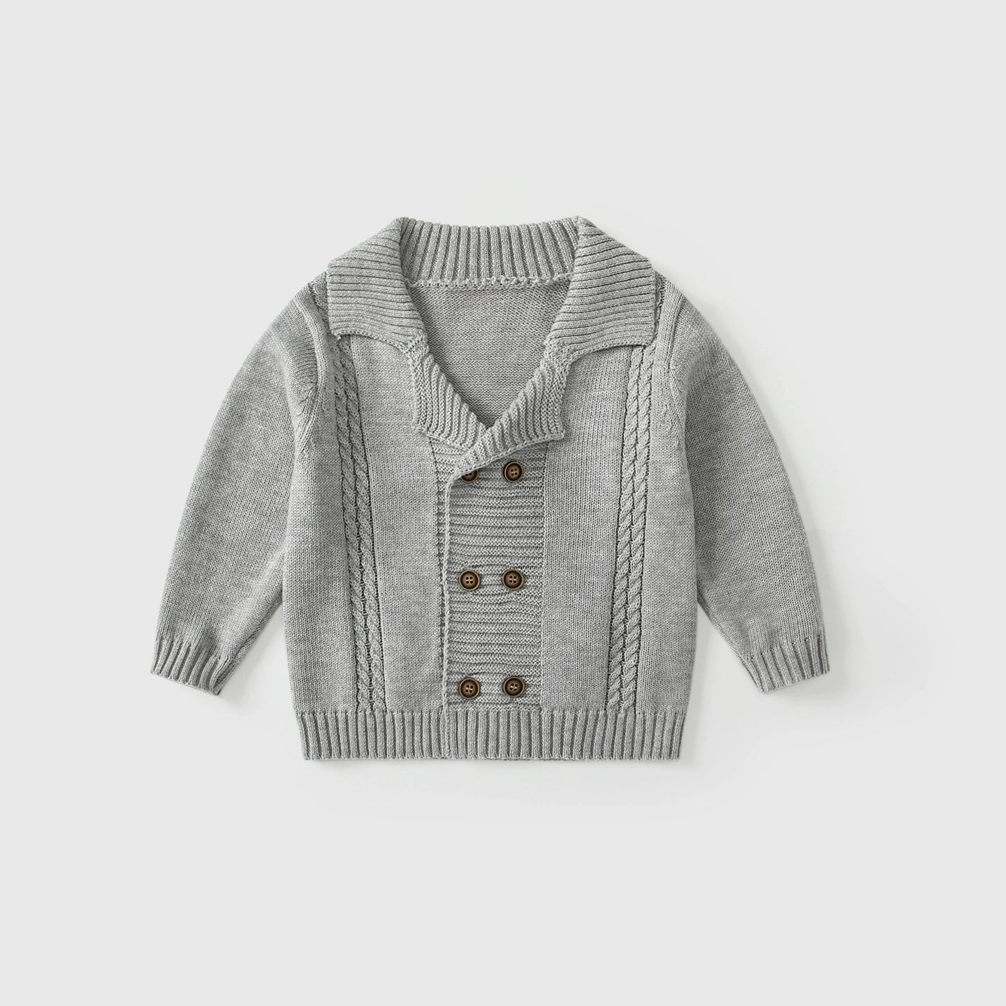 Arrival Autumn Baby Kids Boys Solid Color Striped Pattern Long Sleeves Cardigan, MyKids-USA®, Cardigans, MyKids-USA - Size/Age - 80 (9-12M) - Color - Grey -  -  - TR2509042045-B