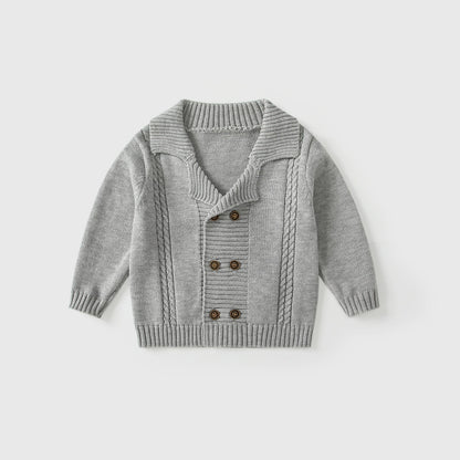 Arrival Autumn Baby Kids Boys Solid Color Striped Pattern Long Sleeves Cardigan, MyKids-USA®, Cardigans, MyKids-USA - Size/Age - 80 (9-12M) - Color - Grey -  -  - TR2509042045-B
