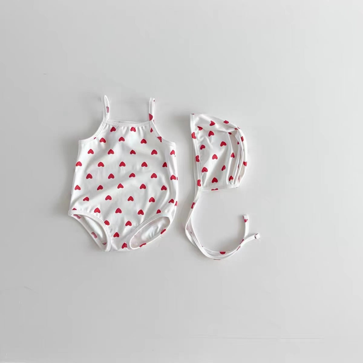 Arrival Girls’ Hearts and Cartoon Pattern Swimwear with Hat Set, MyKids-USA®, Baby & Toddler Swimwear, MyKids-USA - Size/Age - 66 (3-6M) - Color - White -  -  - TR2605282238-B.