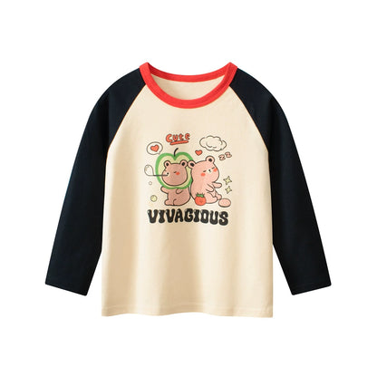 Autumn Baby Kids Boys Letters and Cartoon Print Long Sleeves Crew Neck Cute Top Shirt, MyKids-USA®, Baby & Toddler Tops, MyKids-USA - Size/Age - 90 (12-24M) - Color - Apricot -  -  - TR2508122205-A