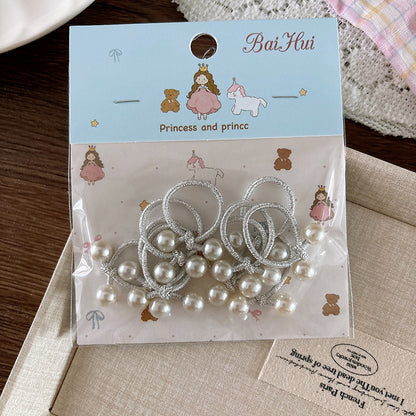Collection of 10 Versatile Beaded Hair Ties, MyKids-USA®, Ponytail Holders, MyKids-USA - Size/Age - Average Size (0-12Y） - Color - Silver -  -  - TR2602011224-E.