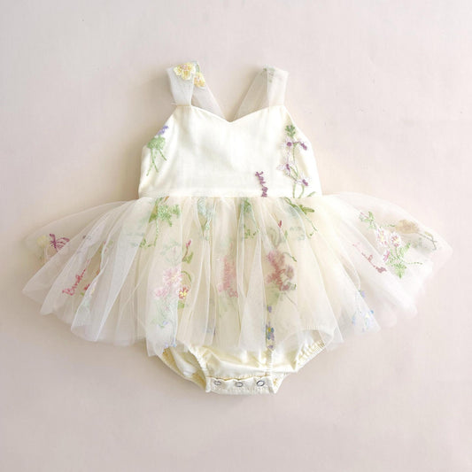 Summer Arrival Baby Girls Sleeveless Cute Flowers Pattern Tulle Bodysuit Dress, MyKids-USA®, Baby & Children's Dresses, MyKids-USA - Size/Age - 66 (3-6M) - Color - Beige -  -  - TR2604022327-A.