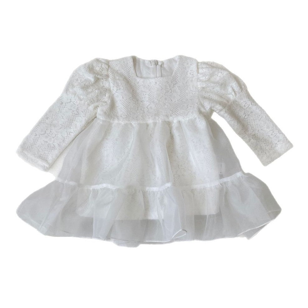 Spring and Autumn Arrival Baby Girls Long Sleeves Lace Tulle Dress