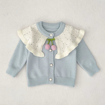 Autumn Arrival Baby Girls Comfortable Color Patchwork Knitted Long Sleeves Cardigan, MyKids-USA®, Cardigans, MyKids-USA - Size/Age - 66 (3-6M) - Color - Blue -  -  - TR2507252049-A