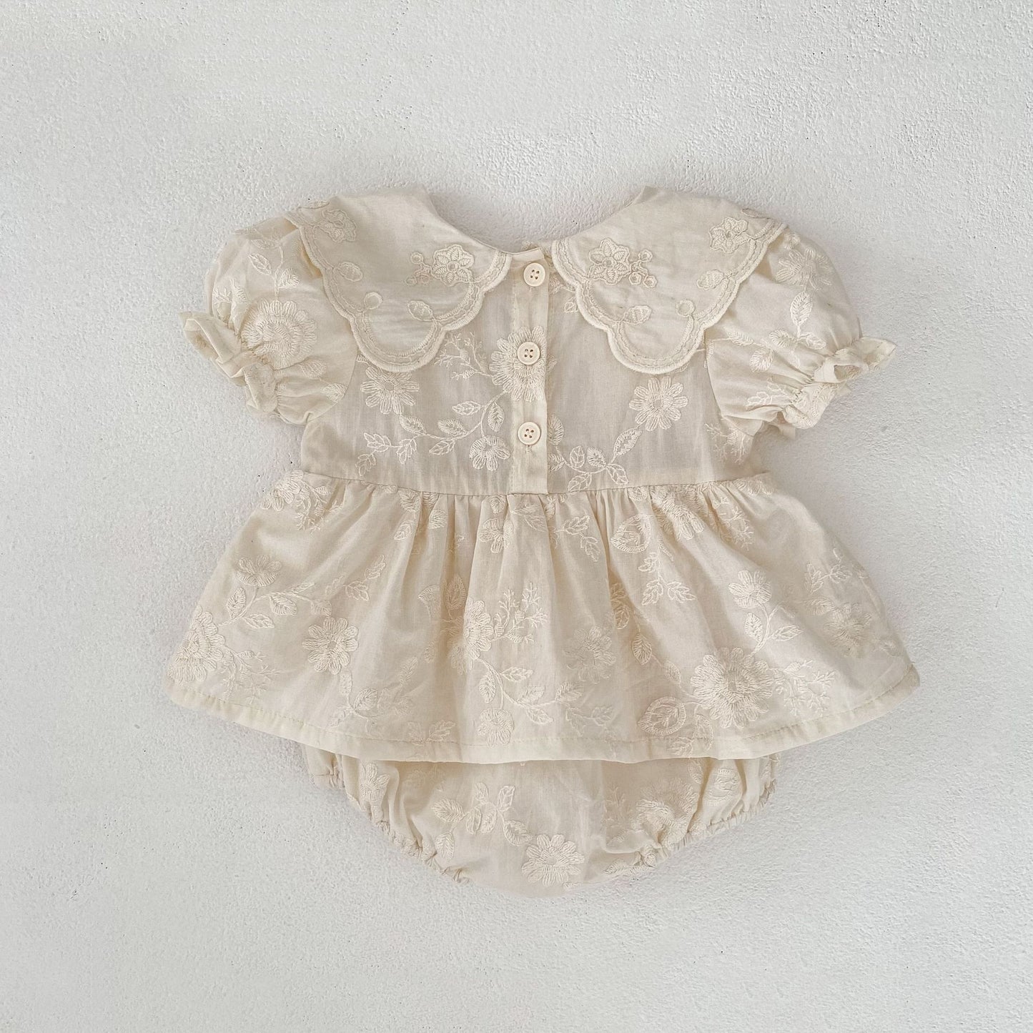 Summer Girls Solid Color Flowers Embroidery Short Sleeves Onesies and Girls’ Dress – Princess Sister Matching Set, MyKids-USA®, Baby & Toddler Dresses, MyKids-USA -  -  -  -  -  -  - 