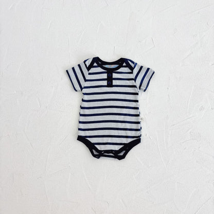 Summer Arrival Baby Unisex Casual Thin Striped Pattern Short Sleeves Onesies, MyKids-USA®, Baby One-Pieces, MyKids-USA - Size/Age - 66 (3-6M) - Color - Blue -  -  - TR2504271603-B
