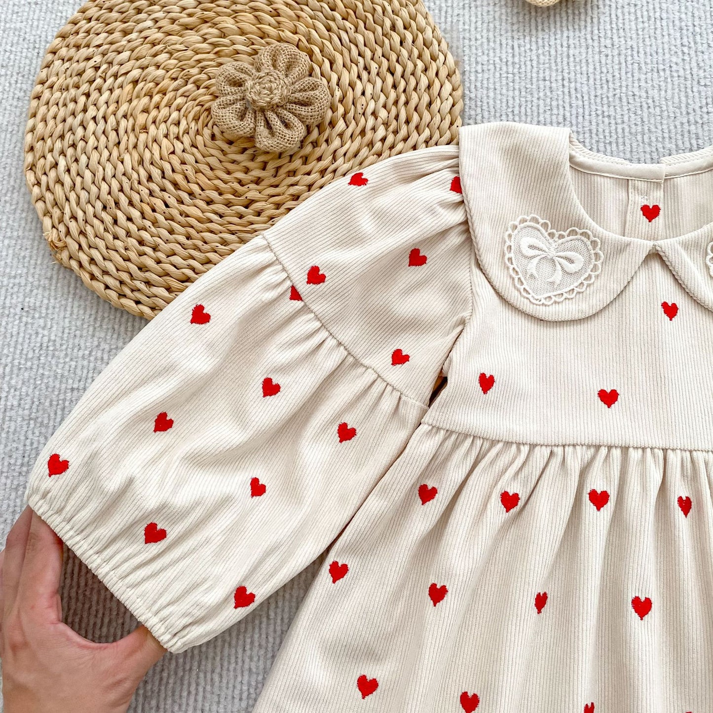 MyKids-USA® Autumn Arrival Baby Kids Girls Long Sleeves Cute Hearts Printed Dress