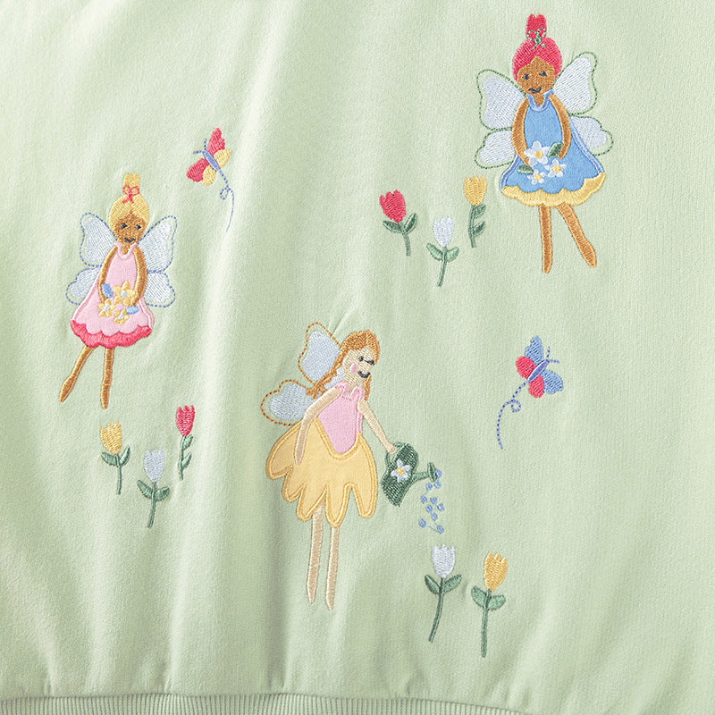 Spring and Autumn Girls Fairy Cartoon Pattern Long Sleeves Sweatshirt with Collar and Pink Pants Clothing Set, MyKids-USA®, Baby & Toddler Outfits, MyKids-USA -  -  -  -  -  -  - 