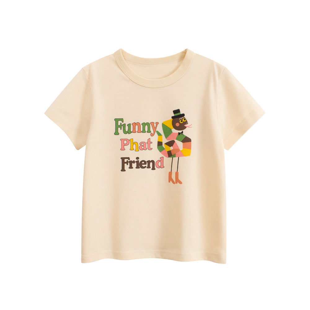 Summer Girls’ Colorful Cartoon and Letters Pattern T-shirt in European and American Style, MyKids-USA®, Baby & Toddler Tops, MyKids-USA - Size/Age - 90 (12-24M) - Color - Apricot -  -  - TR2505172149-A