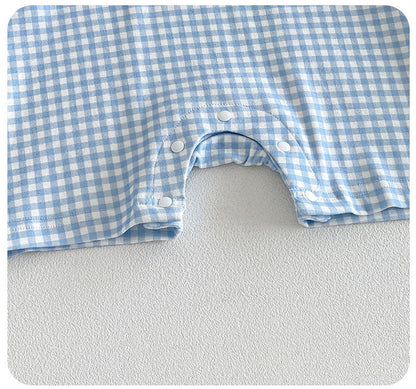 Summer Arrival Baby Short Sleeves Plaid Pattern Turn-down Collar Rompers, MyKids-USA®, Baby & Children's One-Pieces, MyKids-USA -  -  -  -  -  -  - .
