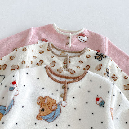 MyKids-USA® Hot Selling Winter Baby Kids Long Sleeves Fleeece-Lined Cartoon Top and Pants Set