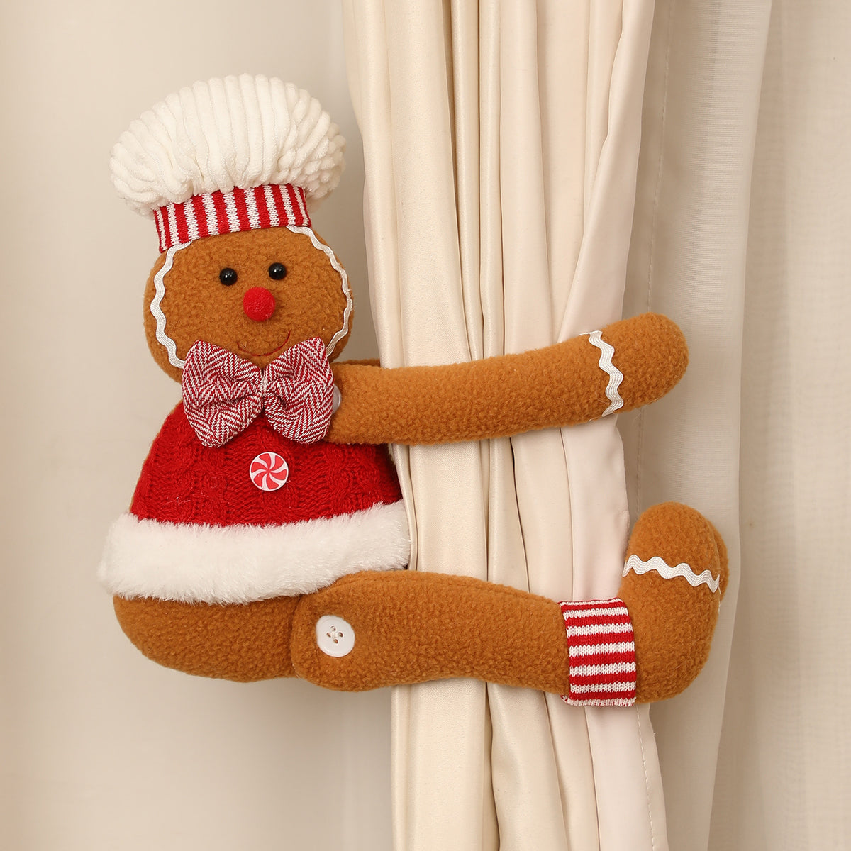 Cartoon Gingerbread Man Window Curtain Decoration for Christmas Party Play Doll, MyKids-USA®, Holiday Ornaments, MyKids-USA - Size/Age - Kids & Adult (Average Size) - Color - Coffee -  -  - TR2411292339-B.