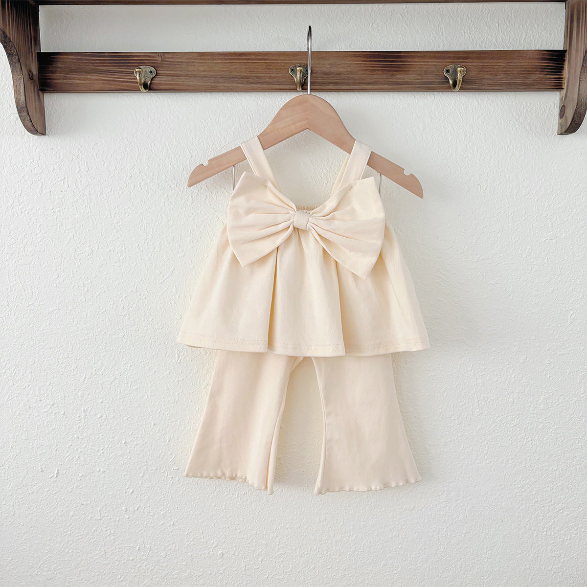 Summer Baby Kids Cute Solid Color Sleeveless Top Vest with Trousers Clothing Set for Girls, MyKids-USA®, Baby & Toddler Outfits, MyKids-USA - Size/Age - 73 (6-9M) - Color - Beige -  -  - TR2505092129-B