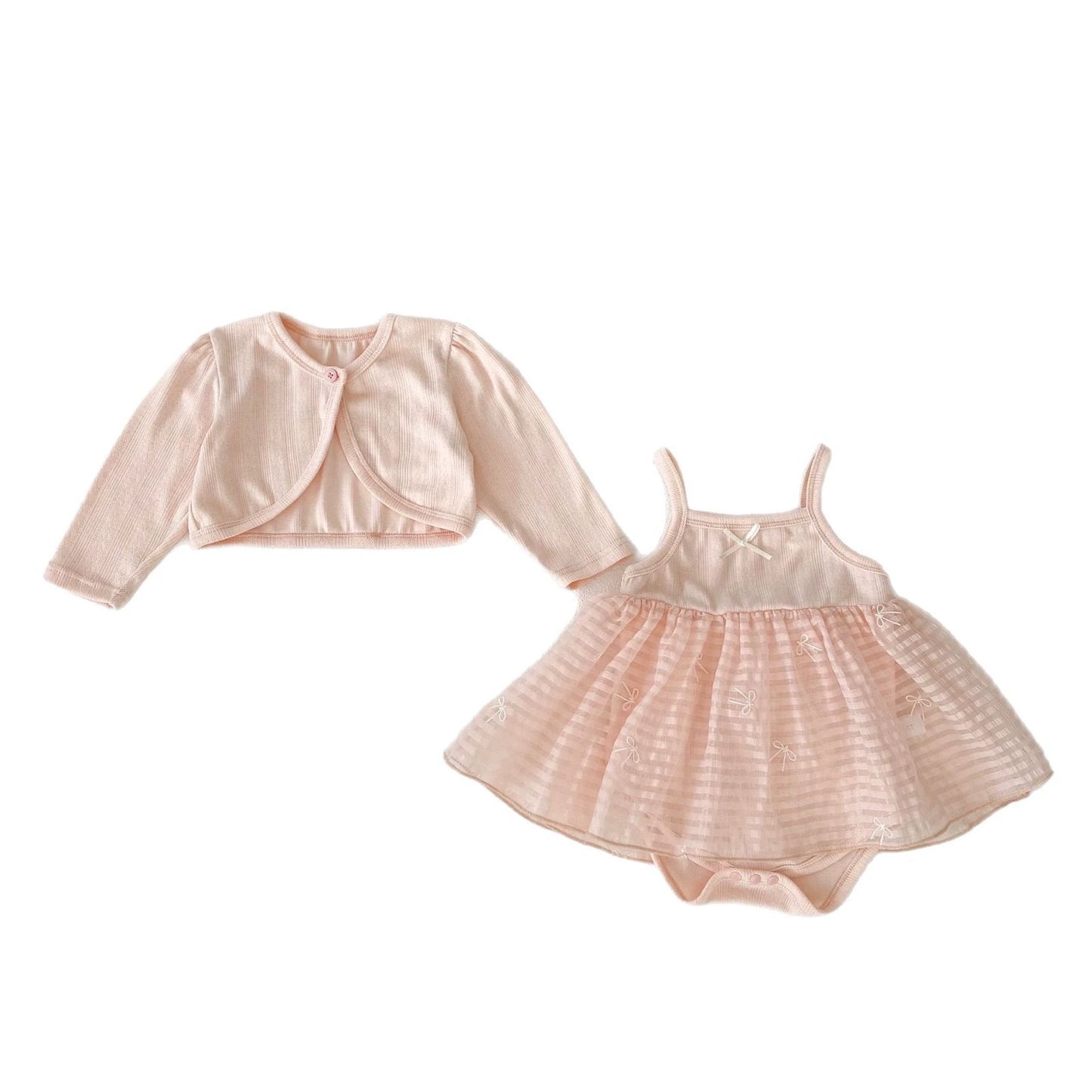 Arrival Summer Girls Short Sleeves Solid Color Top Little Coat and Embroidered Tulle Sleeveless Onesies Dress Set Clothing Set, MyKids-USA®, Baby & Toddler Outfits, MyKids-USA - Size/Age - 66 (3-6M) - Color - Pink -  -  - TR2503092240-A