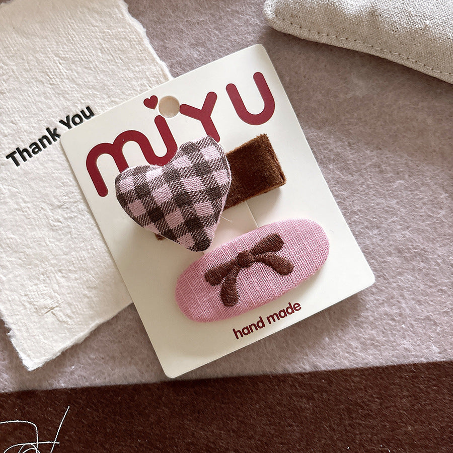 Collection of 2 Geometric Shaped Hair Clips and Hair Ties, MyKids-USA®, Hair Pins, Claws & Clips, MyKids-USA - Size/Age - Average Size (0-12Y） - Color - Coffee -  -  - TR2601061418-D.