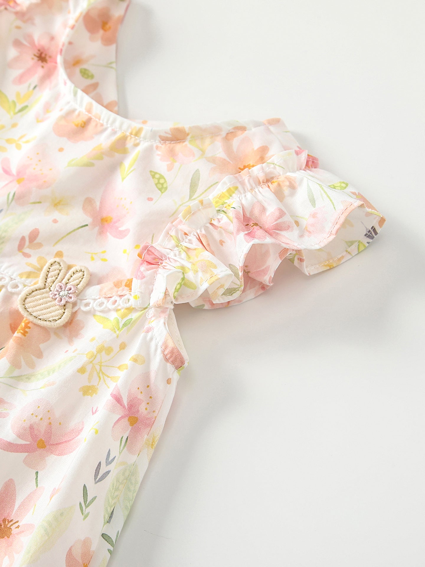 Summer Arrival Colorful Flowers Pattern Fly Sleeves Dress for Stylish Girls