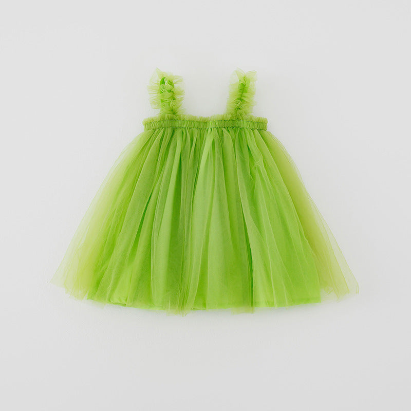 Summer Baby Kids Girls Sleeveless Plain Tulle Strap Dress, MyKids-USA®, Baby & Children's Dresses, MyKids-USA - Size/Age - 80 (9-12M) - Color - Green -  -  - TR2605162234-C.