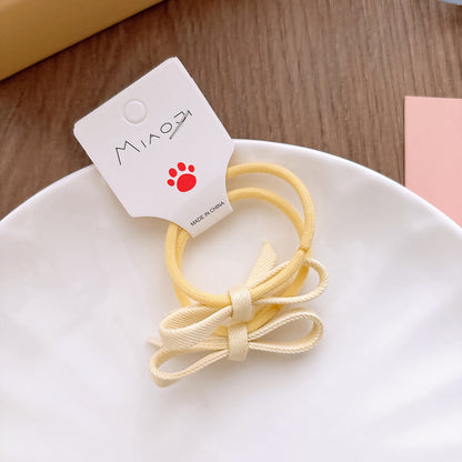 Collection of 2 Butterfly-bow Decorated Hair Clips and Hair Ties, MyKids-USA®, Hair Pins, Claws & Clips, MyKids-USA - Size/Age - Average Size (0-12Y） - Color - Yellow -  -  - TR2601061130-H.