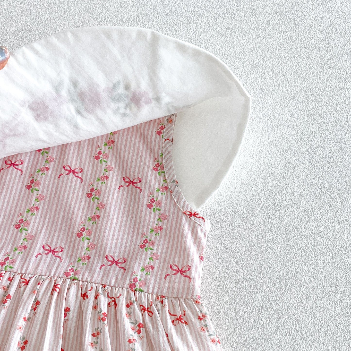 Design Summer Baby Kids Girls Sleeveless Flowers and Striped Pattern Bodysuit Dress
