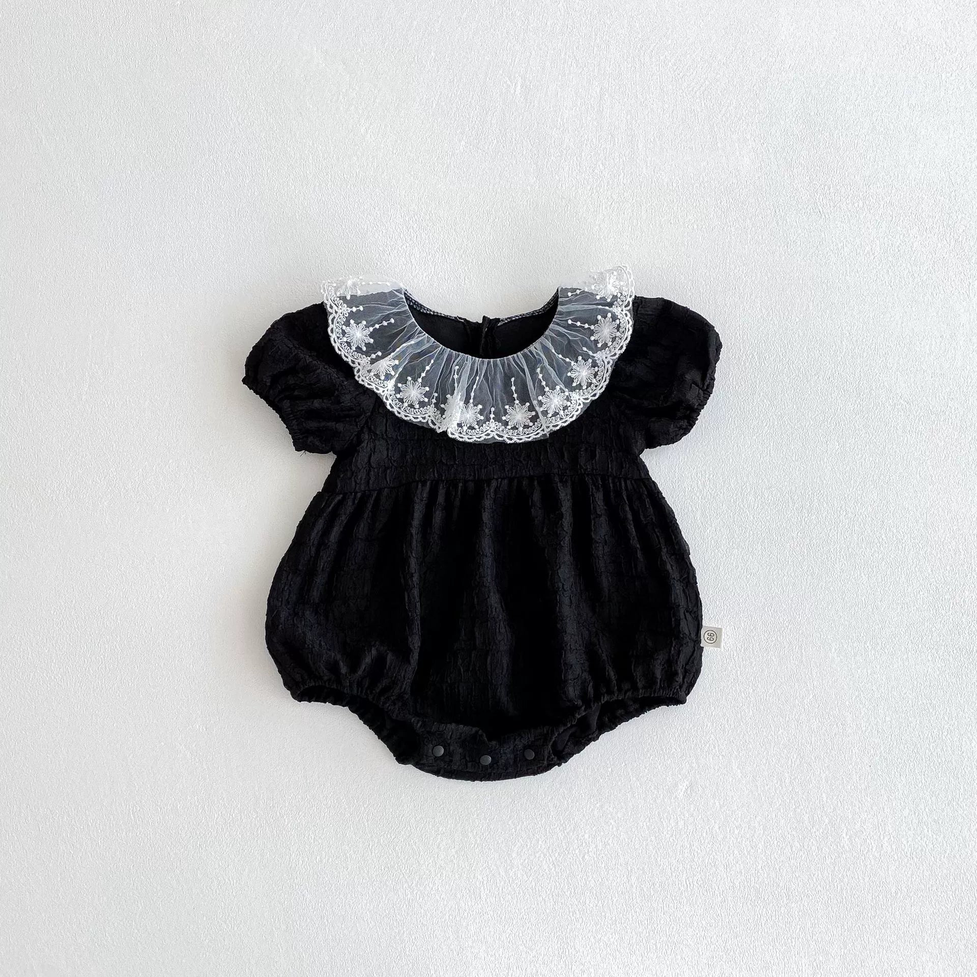 Summer Arrival Baby Girls Color Patchwork Tulle Design Collar Short Sleeves Onesies, MyKids-USA®, Baby One-Pieces, MyKids-USA -  -  -  -  -  -  - 