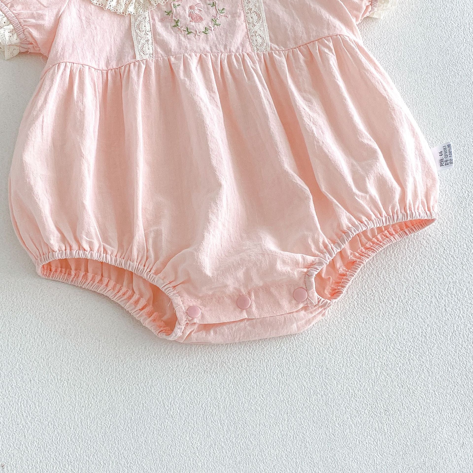 Summer Arrival Baby Girls Short Sleeves Embroidery Pattern Lace Trim Bodysuit, MyKids-USA®, Baby & Children's One-Pieces, MyKids-USA -  -  -  -  -  -  - .