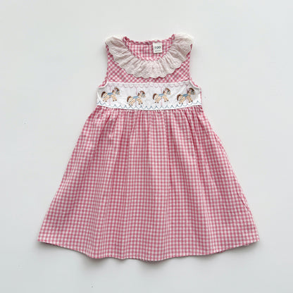 Summer Arrival Baby Girls Sleeveless Plaid and Animals Cartoon Pattern Dress, MyKids-USA®, Baby & Children's Dresses, MyKids-USA - Size/Age - 90 (12-24M) - Color - Pink -  -  - TR2604222346-A.