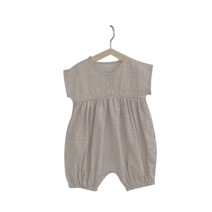 Baby Solid Color Casual Short Sleeve Rompers