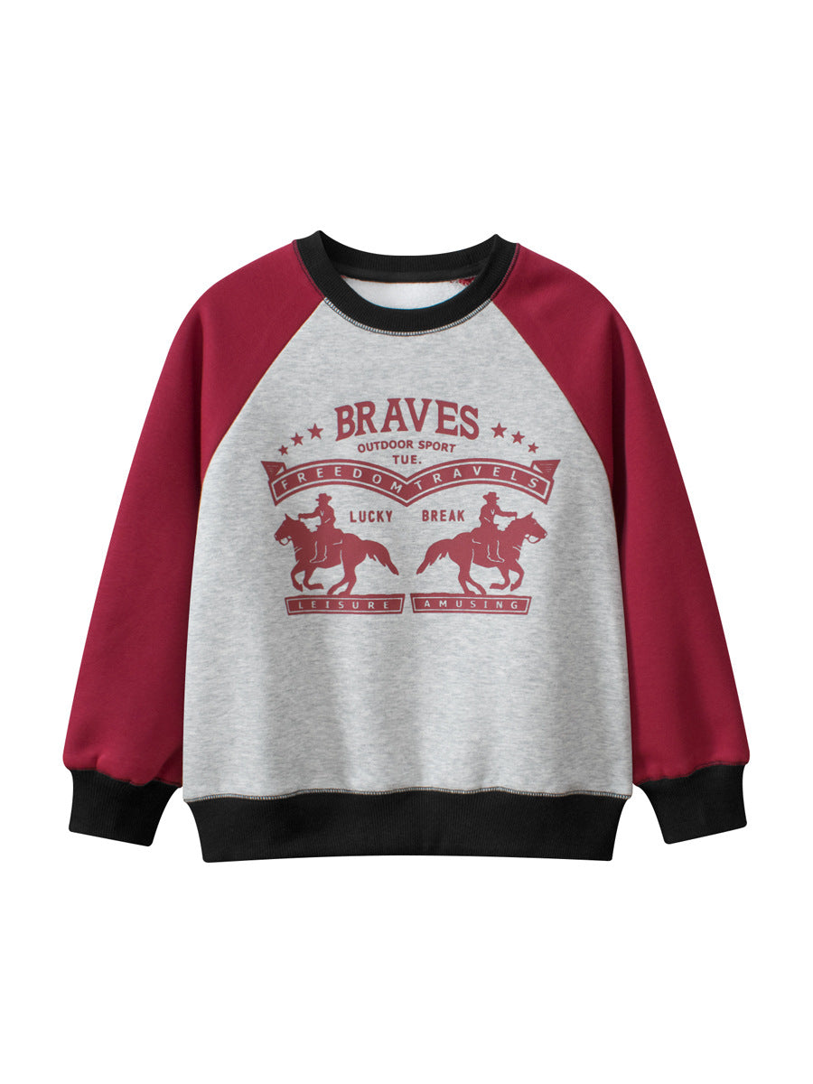 Arrival Unisex Letters Print Crew Neck Long Sleeves Thick Sweatshirt, MyKids-USA®, Baby & Toddler Outerwear, MyKids-USA - Size/Age - 120 (5-7Y) - Color - Grey -  -  - TR2411172358-A