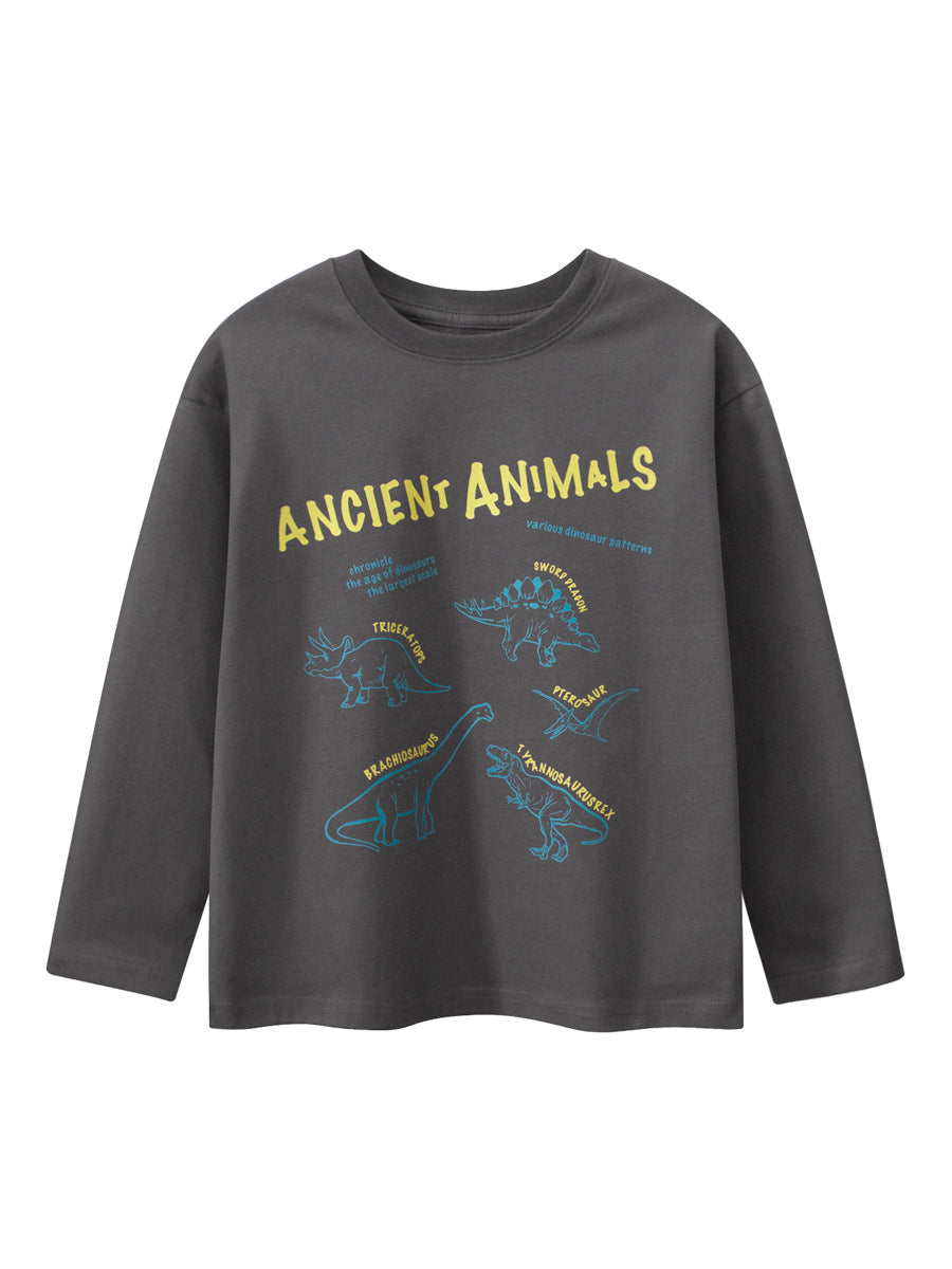 Arrival Kids Dinosaur Cartoon Print Crew Neck Long Sleeves Sweatshirt, MyKids-USA®, Baby & Toddler Outerwear, MyKids-USA - Size/Age - 120 (5-7Y) - Color - Grey -  -  - TR2411141629-A