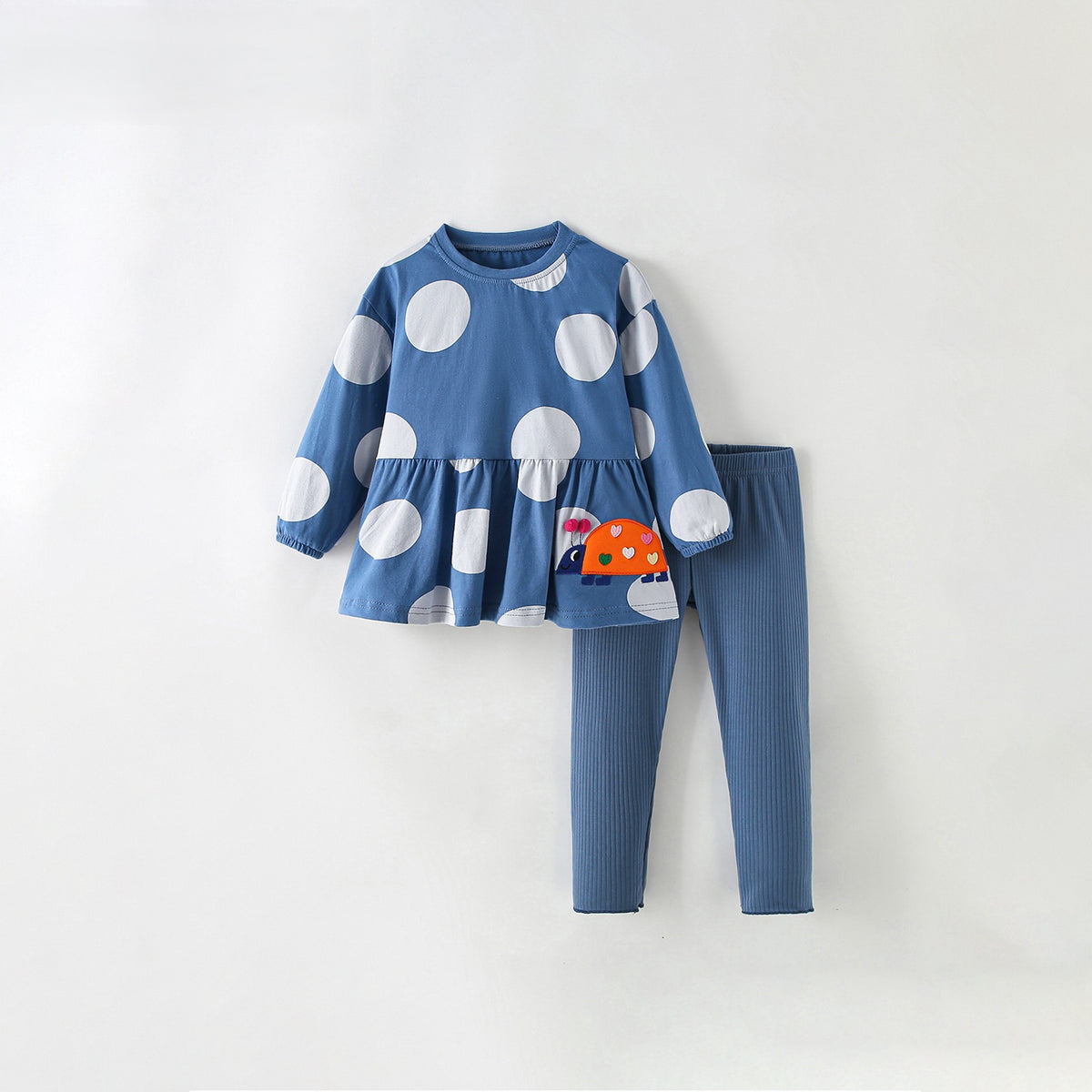 MyKids-USA® Winter and Autumn Baby Kids Girls Polka Dots Pattern Long Sleeves Top and Solid Color Pants Clothing Set