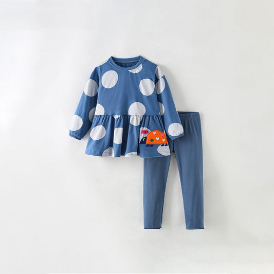 MyKids-USA® Baby Kids Girls Polka Dots Pattern Long Sleeves Top and Solid Color Pants Clothing Set
