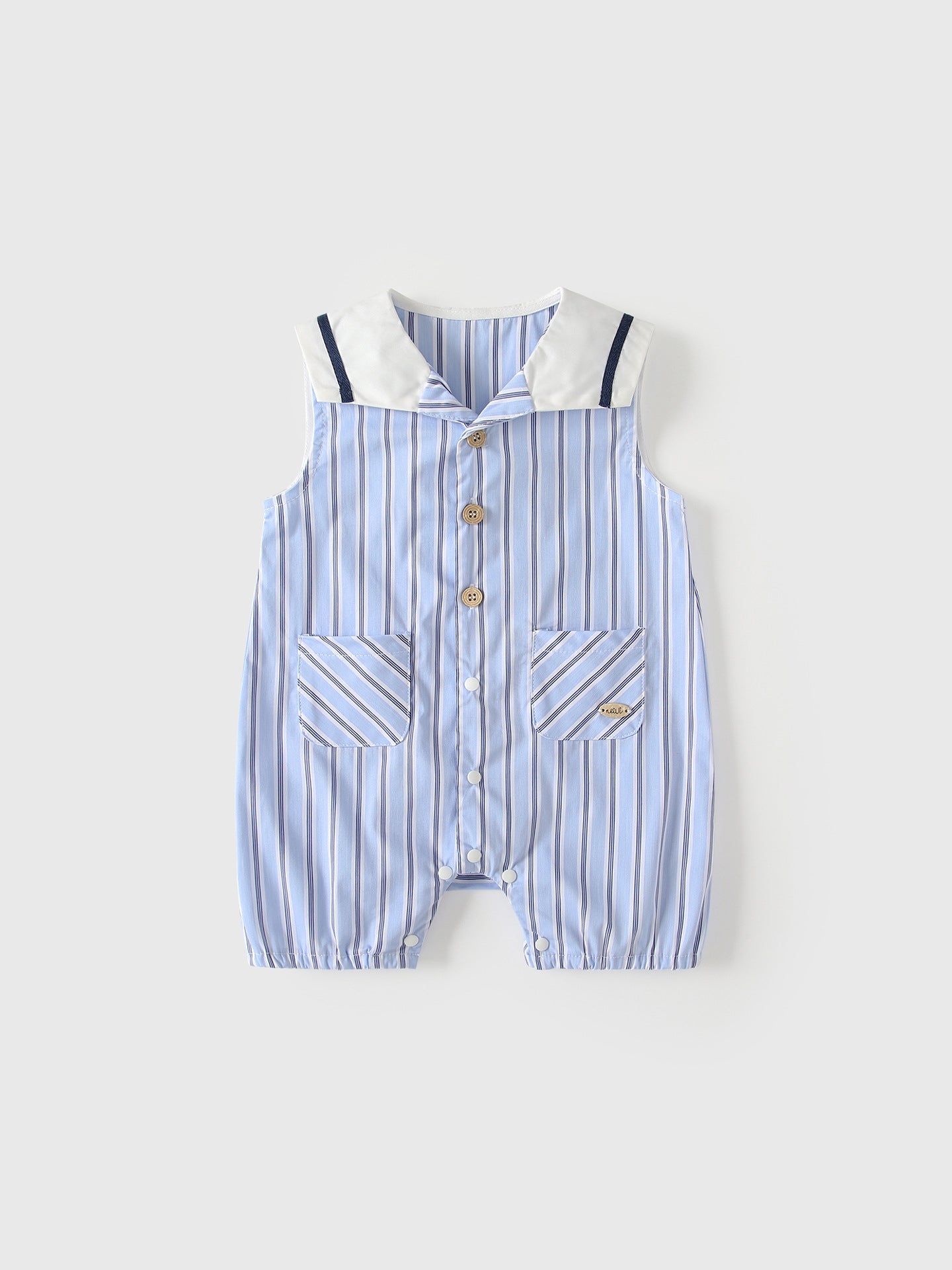 Summer Arrival Baby Boys Sleeveless Striped Pattern Preppy Rompers Bodysuits