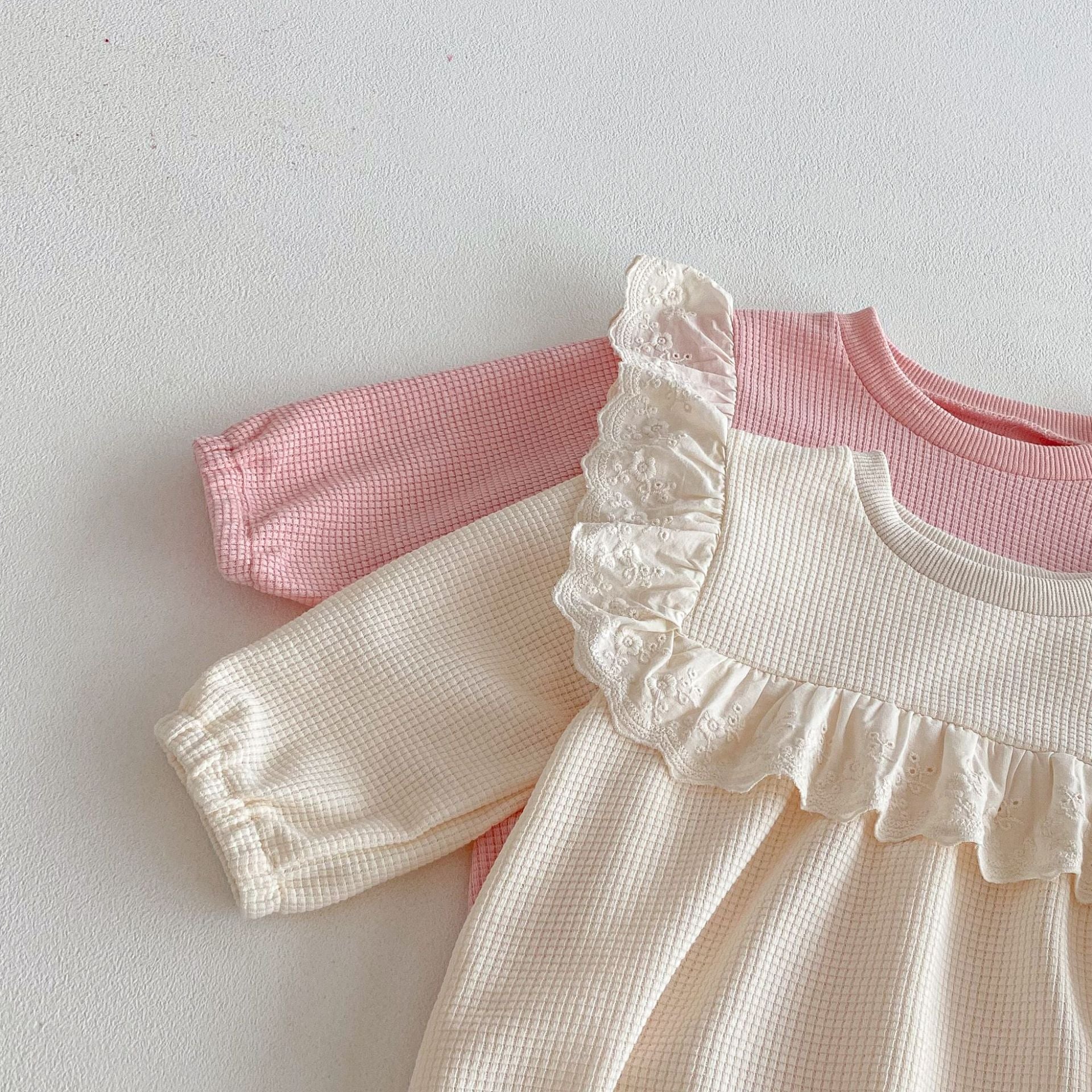 Spring Arrival Baby Girls Long Sleeves Crew Neck Waffle Grid Bodysuit, MyKids-USA®, Bodysuits, MyKids-USA -  -  -  -  -  -  - .