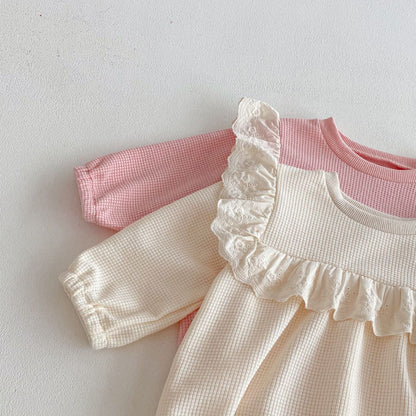 Spring Arrival Baby Girls Long Sleeves Crew Neck Waffle Grid Bodysuit, MyKids-USA®, Bodysuits, MyKids-USA -  -  -  -  -  -  - .