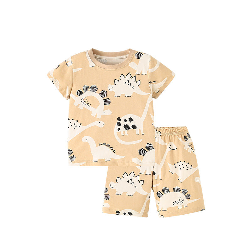 Summer Baby Kids Casual Animals Cartoon Pattern T-shirt and Shorts Clothing Set for Boys, MyKids-USA®, Baby & Toddler Outfits, MyKids-USA - Size/Age - 90 (12-24M) - Color - Light Yellow -  -  - TR2505241713-A