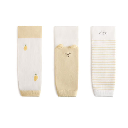 Winter and Autumn Baby Unisex Breathable Striped and Cartoon Knee Sleeves 23-27cm 3-Pair Set, MyKids-USA®, Baby & Toddler Socks & Tights, MyKids-USA - Size/Age - S (0-1Y) - Color - Yellow -  -  - TR2512301326-E.