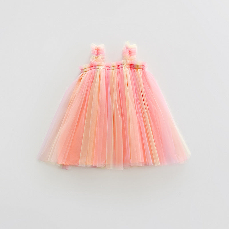 Summer Baby Kids Girls Sleeveless Gradient Tulle Strap Dress, MyKids-USA®, Baby & Children's Dresses, MyKids-USA - Size/Age - 80 (9-12M) - Color - Orange -  -  - TR2605222211-B.