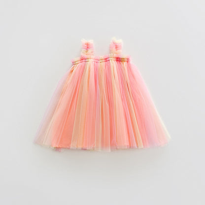 Summer Baby Kids Girls Sleeveless Gradient Tulle Strap Dress, MyKids-USA®, Baby & Children's Dresses, MyKids-USA - Size/Age - 80 (9-12M) - Color - Orange -  -  - TR2605222211-B.