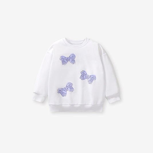 Autumn Baby Kids Girls Purple Butterfly Pattern White Pullover Clothing Long Sleeves Top Sweatshirt, MyKids-USA®, Baby & Toddler Outerwear, MyKids-USA -  -  -  -  -  -  - 