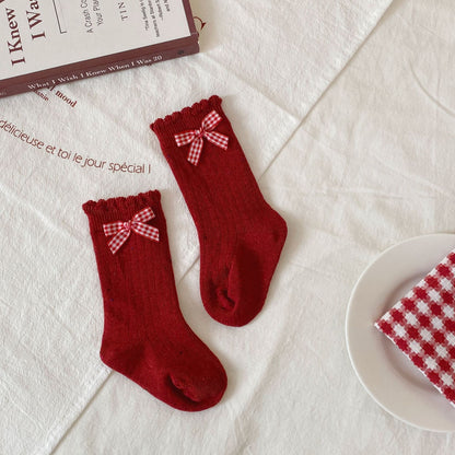 Autumn and Winter Baby Girls Breathable Simple Red Socks, MyKids-USA®, Baby & Toddler Socks & Tights, MyKids-USA - Size/Age - S (0-1Y) - Color - Pink -  -  - TR2512101717-C.