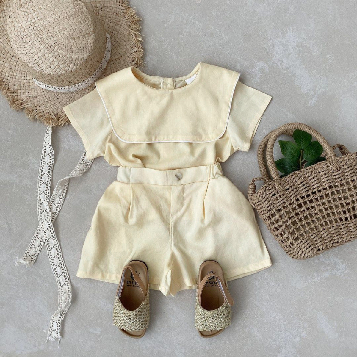 Arrival Summer Baby Kids Short Sleeves Cute Top and Shorts Fashion Clothing Set
