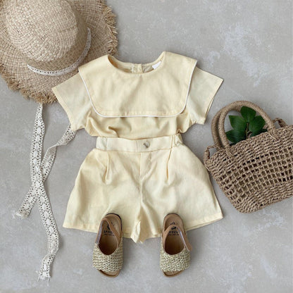 Arrival Summer Baby Kids Short Sleeves Cute Top and Shorts Fashion Clothing Set