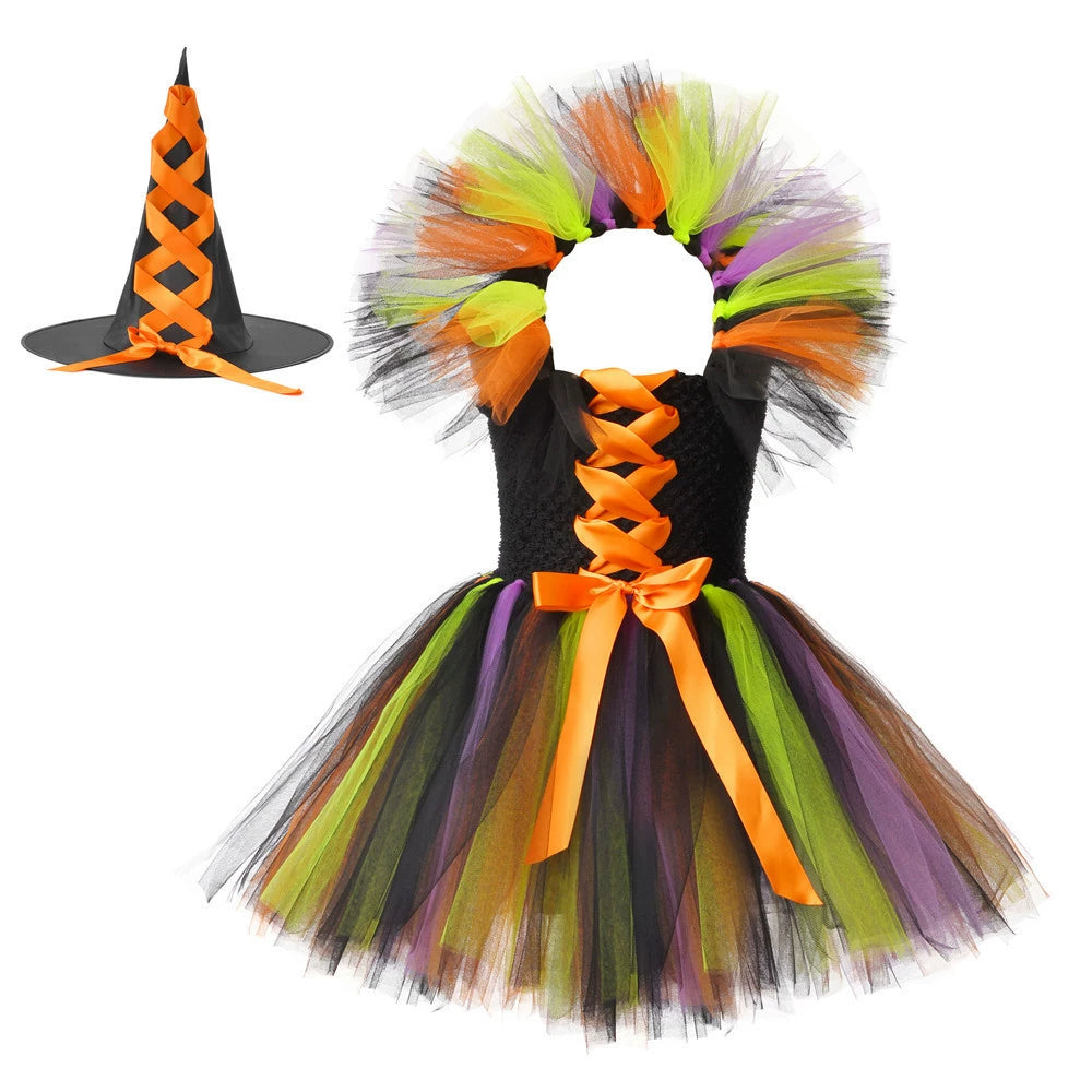 Halloween Witch Costume Set Dress with Hat, MyKids-USA®, Costume Sets, MyKids-USA - Size/Age - S (1-3Y) - Color - Light Yellow -  -  - TR2508202310-A.