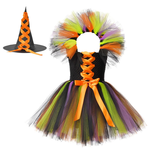 Halloween Witch Costume Set Dress with Hat, MyKids-USA®, Costume Sets, MyKids-USA - Size/Age - S (1-3Y) - Color - Light Yellow -  -  - TR2508202310-A.