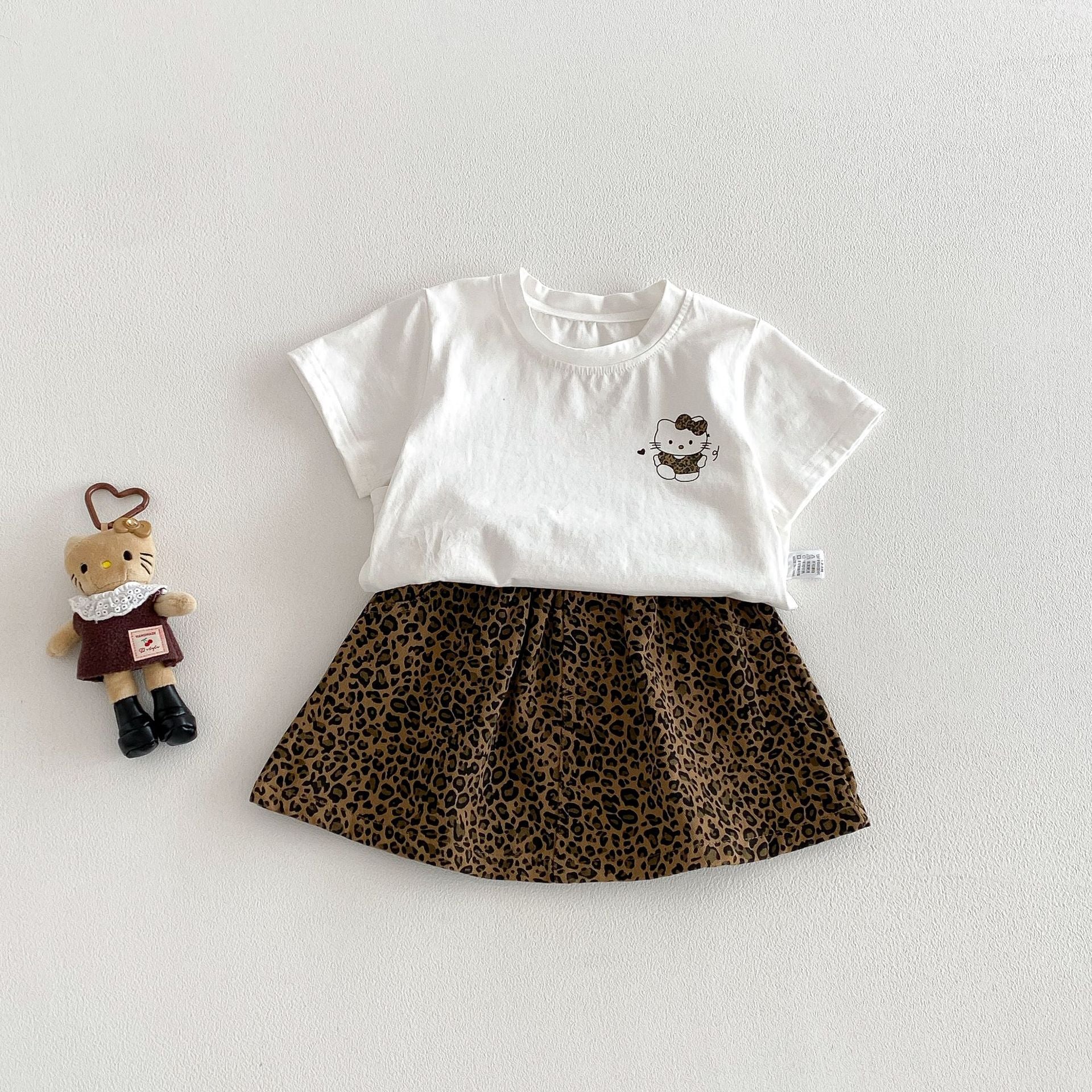 Summer Baby Kids Girls Short Sleeves Cartoon T-shirt and Leopard Skirt Clothing Set, MyKids-USA®, Baby & Toddler Outfits, MyKids-USA -  -  -  -  -  -  - .