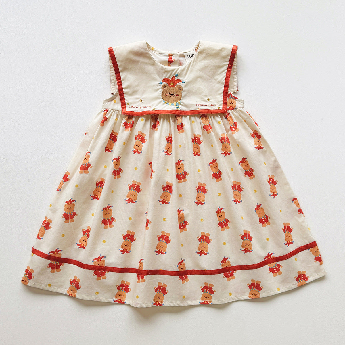 Summer Arrival Baby Girls Sleeveless Teddy Bears Pattern Dress, MyKids-USA®, Baby & Children's Dresses, MyKids-USA - Size/Age - 90 (12-24M) - Color - Apricot -  -  - TR2604052256-A.